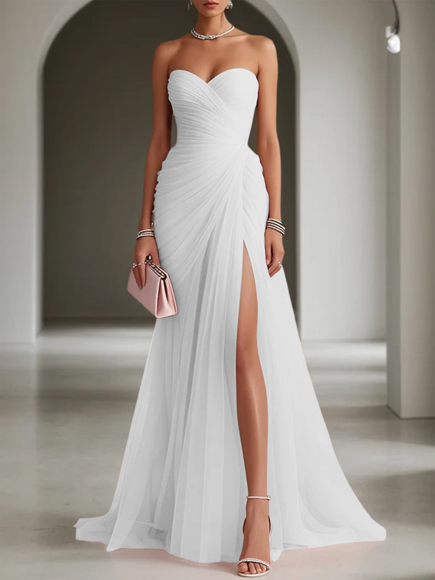 Ariadna | Vestido Largo de Fiesta con Drapeado y Abertura Lateral