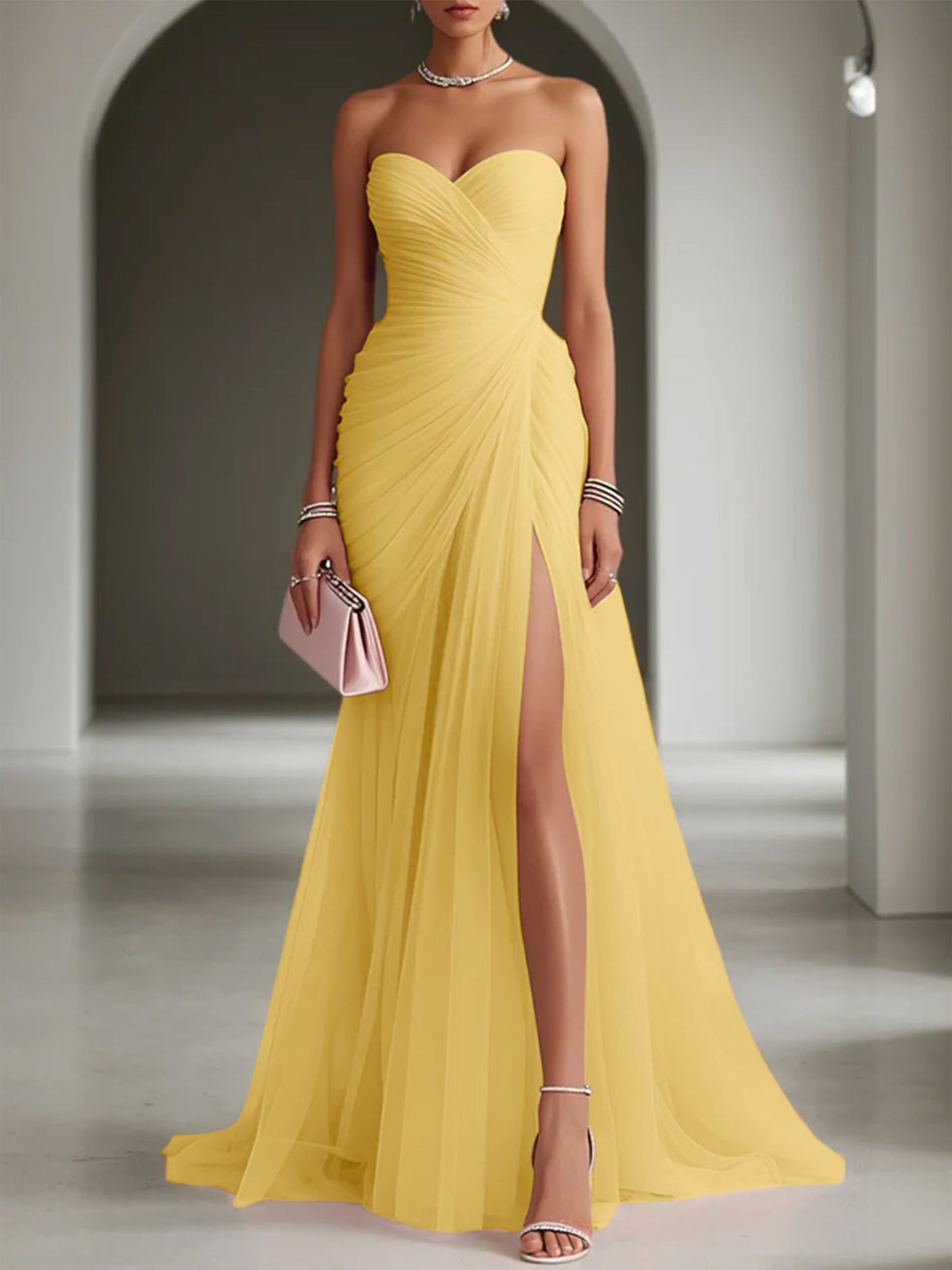 Ariadna | Vestido Largo de Fiesta con Drapeado y Abertura Lateral