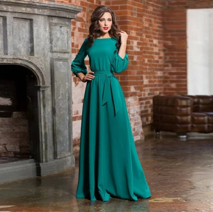 Aitana | Vestido de Novia Sencillo Largo Mujer Manga Cinturón