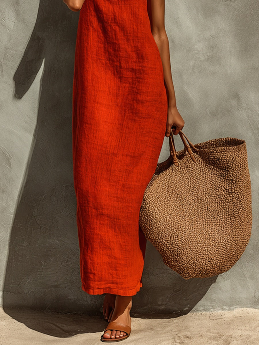 Aitana | Vestido Largo Casual Tirantes Mujer Escote Cuadrado