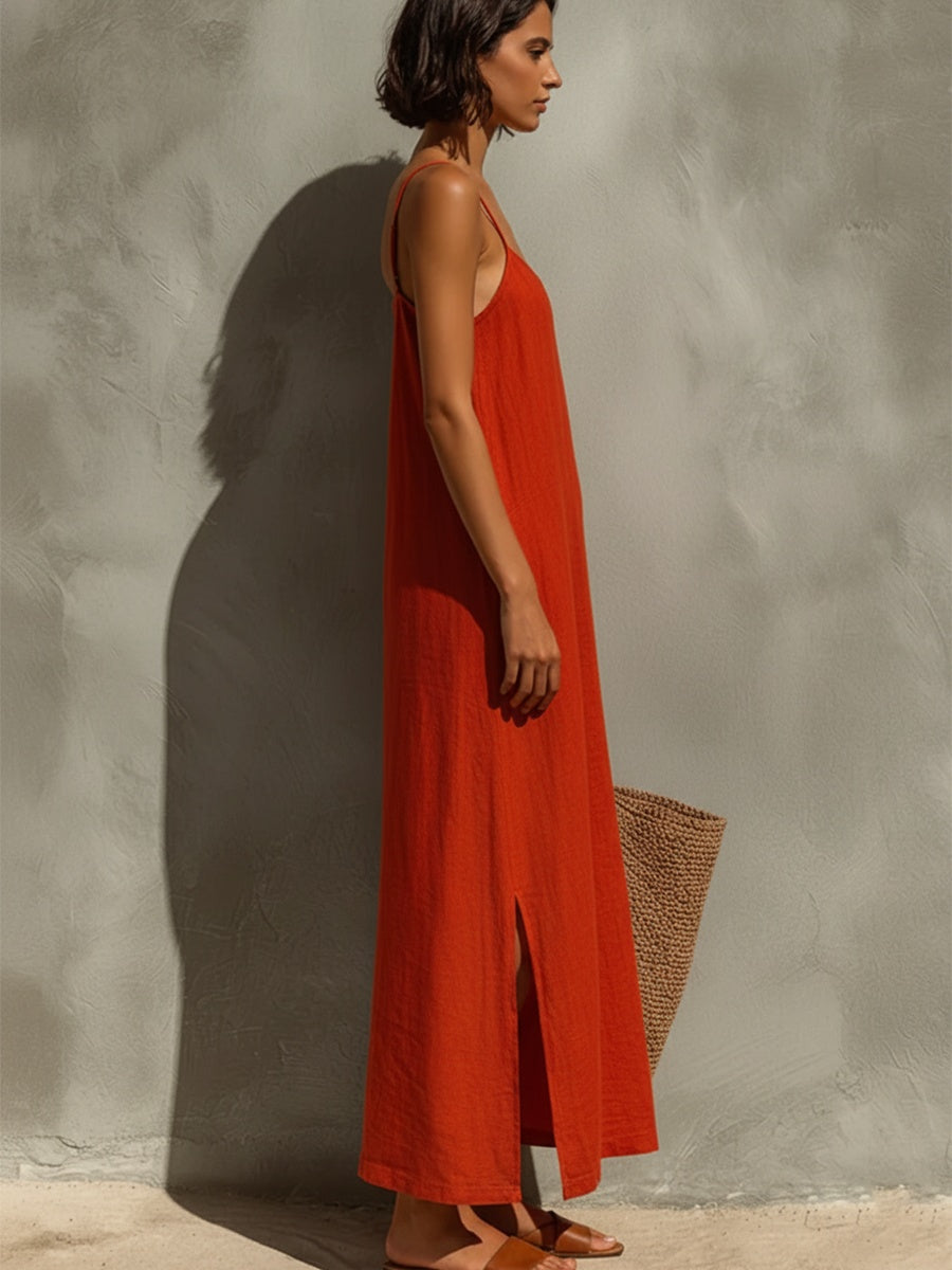 Aitana | Vestido Largo Casual Tirantes Mujer Escote Cuadrado