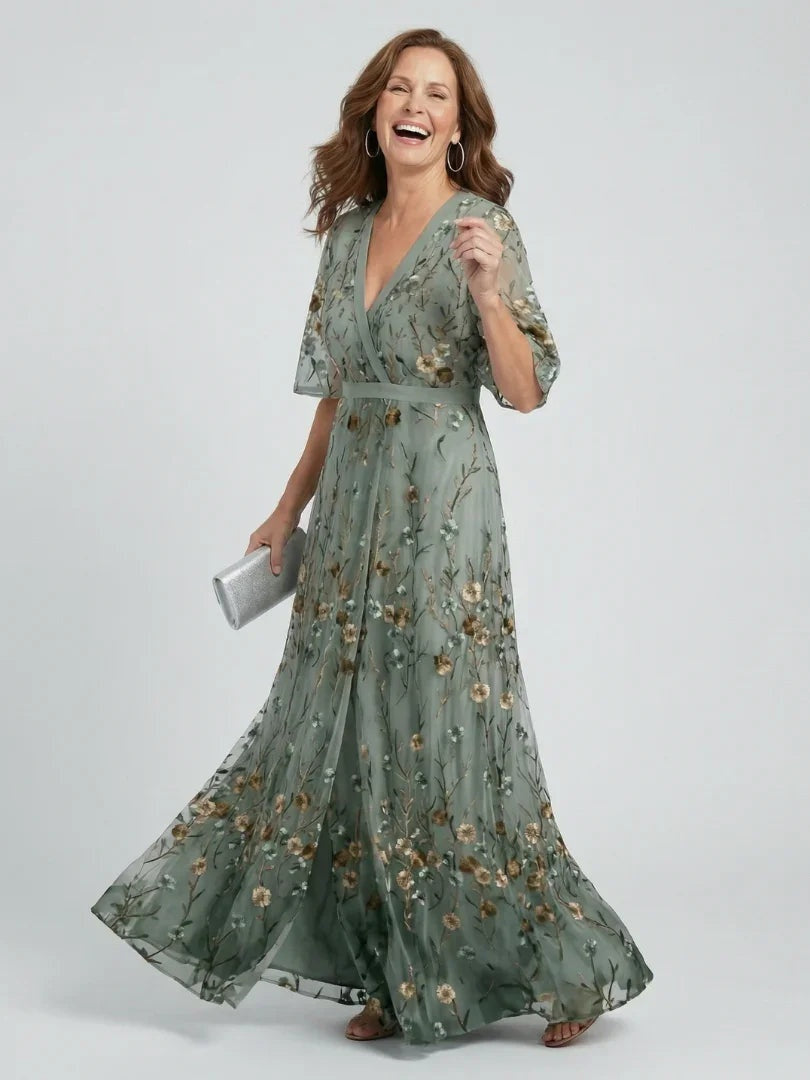 Carmen | Vestido Largo Halter Estampado Floral Mujer Escote V