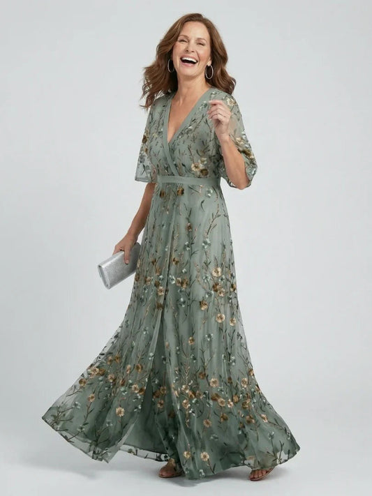 Carmen | Vestido Largo Halter Estampado Floral Mujer Escote V
