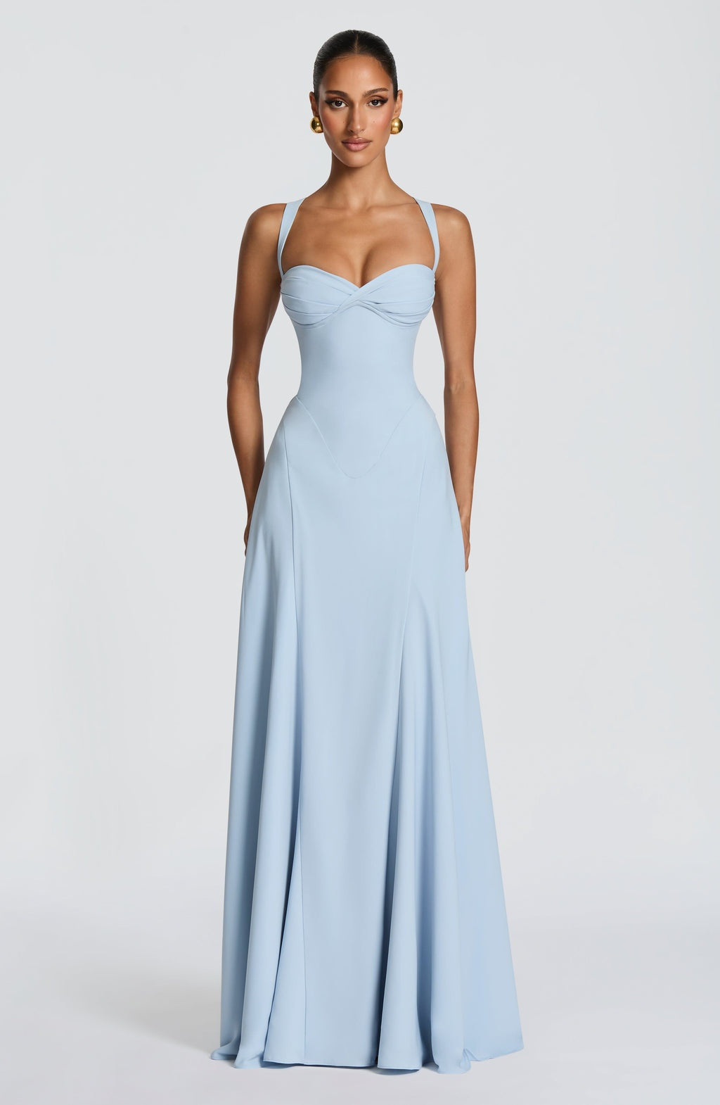 Catalina | Vestido Largo de Invitada de Boda Escote Corazón Mujer Falda Fluida