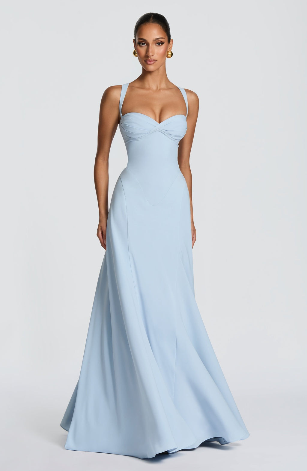 Catalina | Vestido Largo de Invitada de Boda Escote Corazón Mujer Falda Fluida