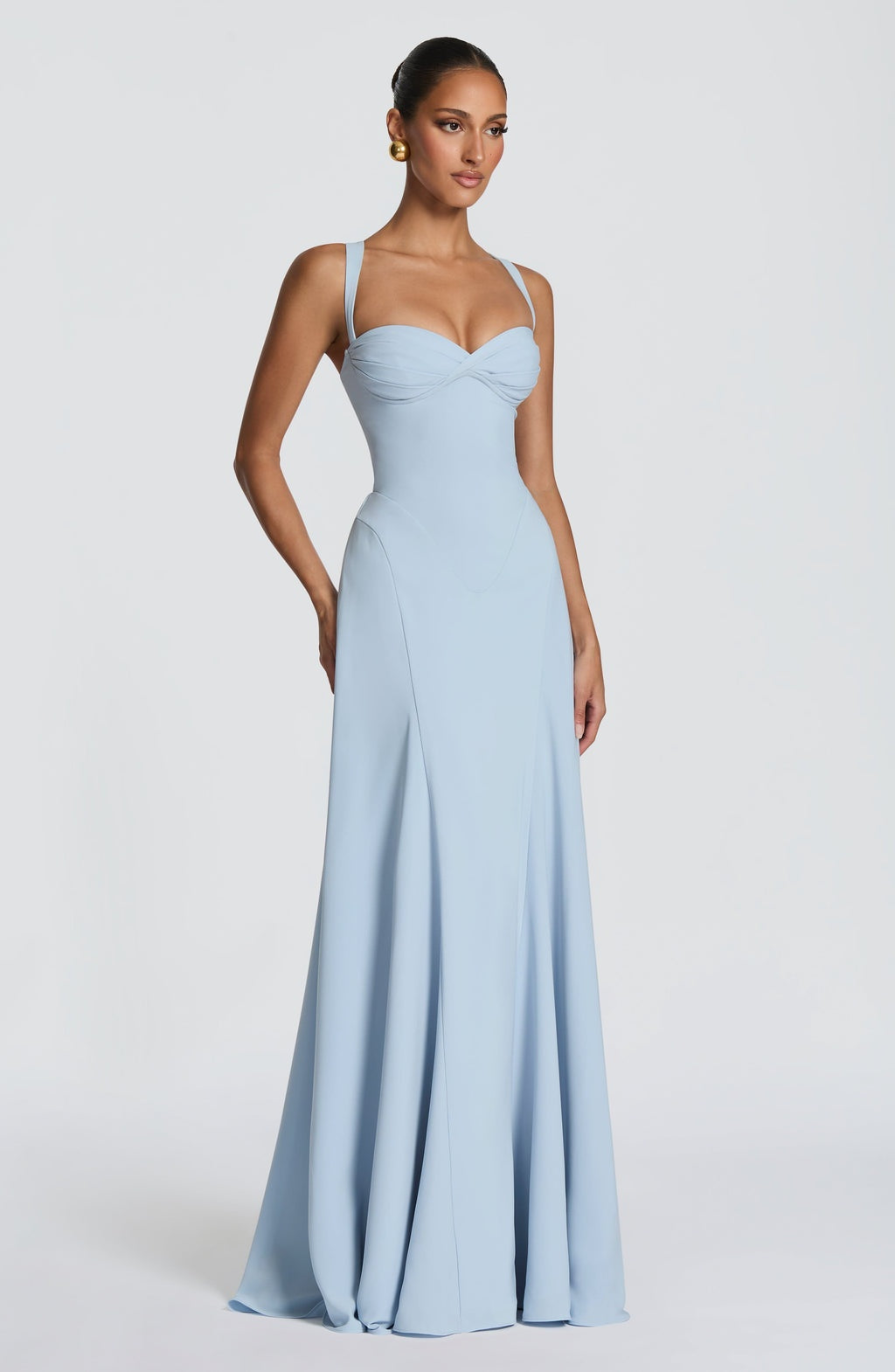Catalina | Vestido Largo de Invitada de Boda Escote Corazón Mujer Falda Fluida