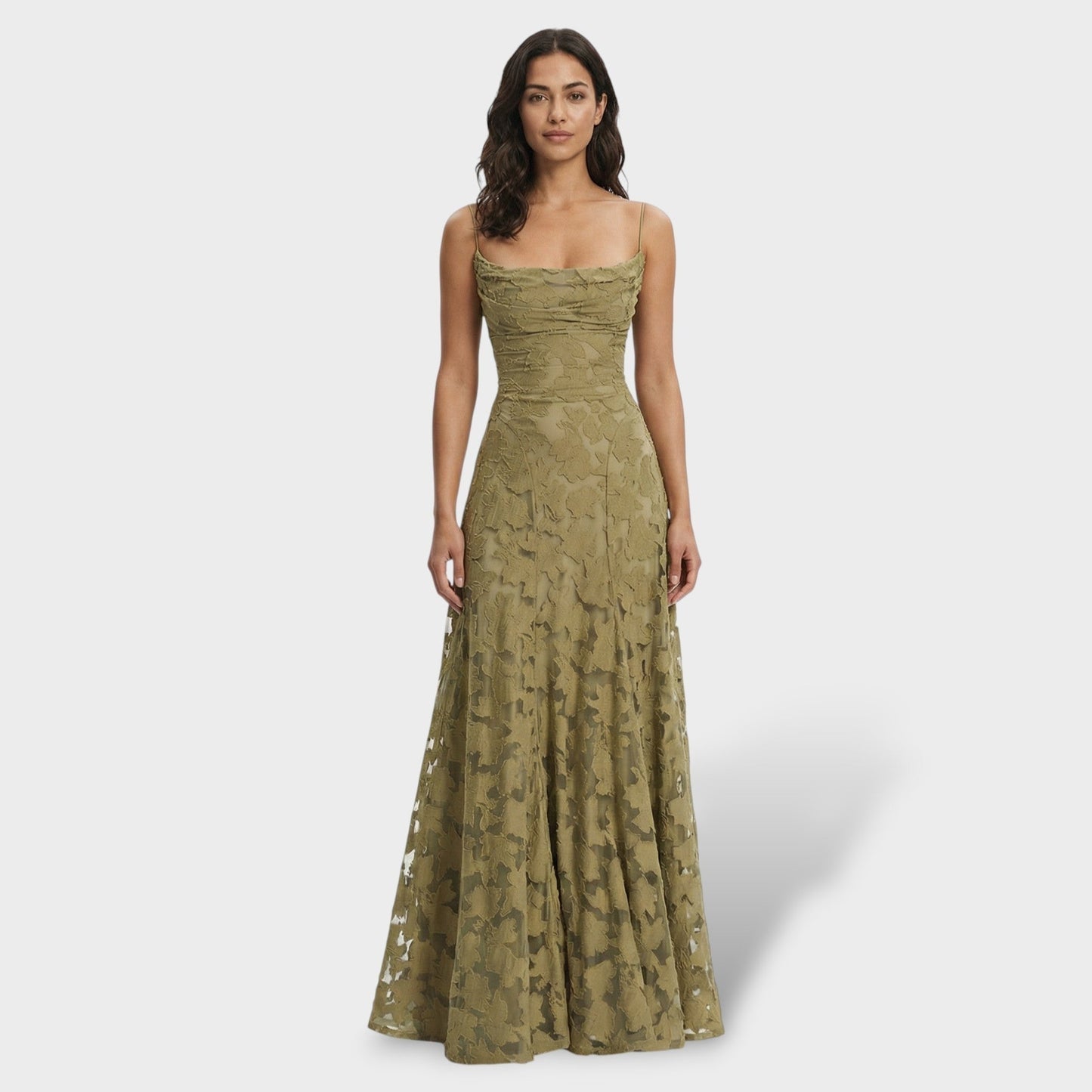 Coral | Vestido Largo de Fiesta con Espalda Descubierta Mujer Encaje