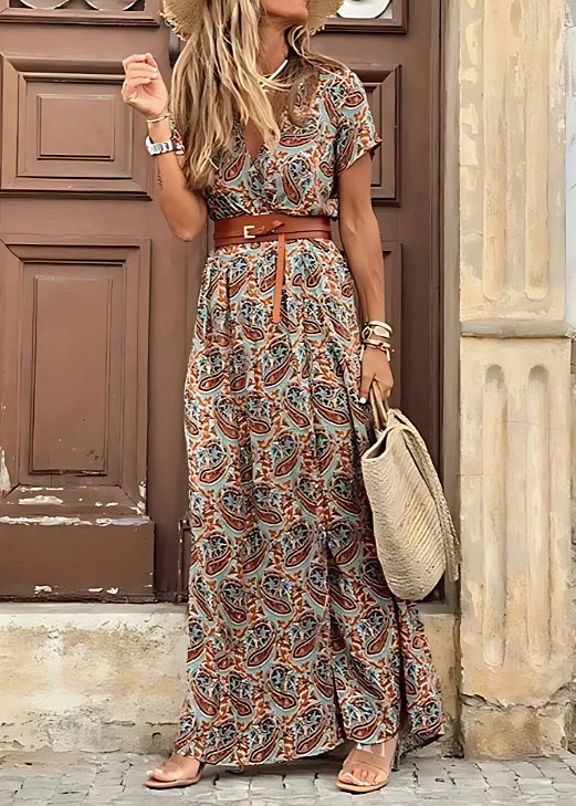 Covadonga | Vestido Largo de Verano Estampado Floral Mujer Cinturón