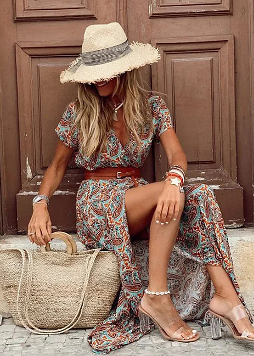 Covadonga | Vestido Largo de Verano Estampado Floral Mujer Cinturón