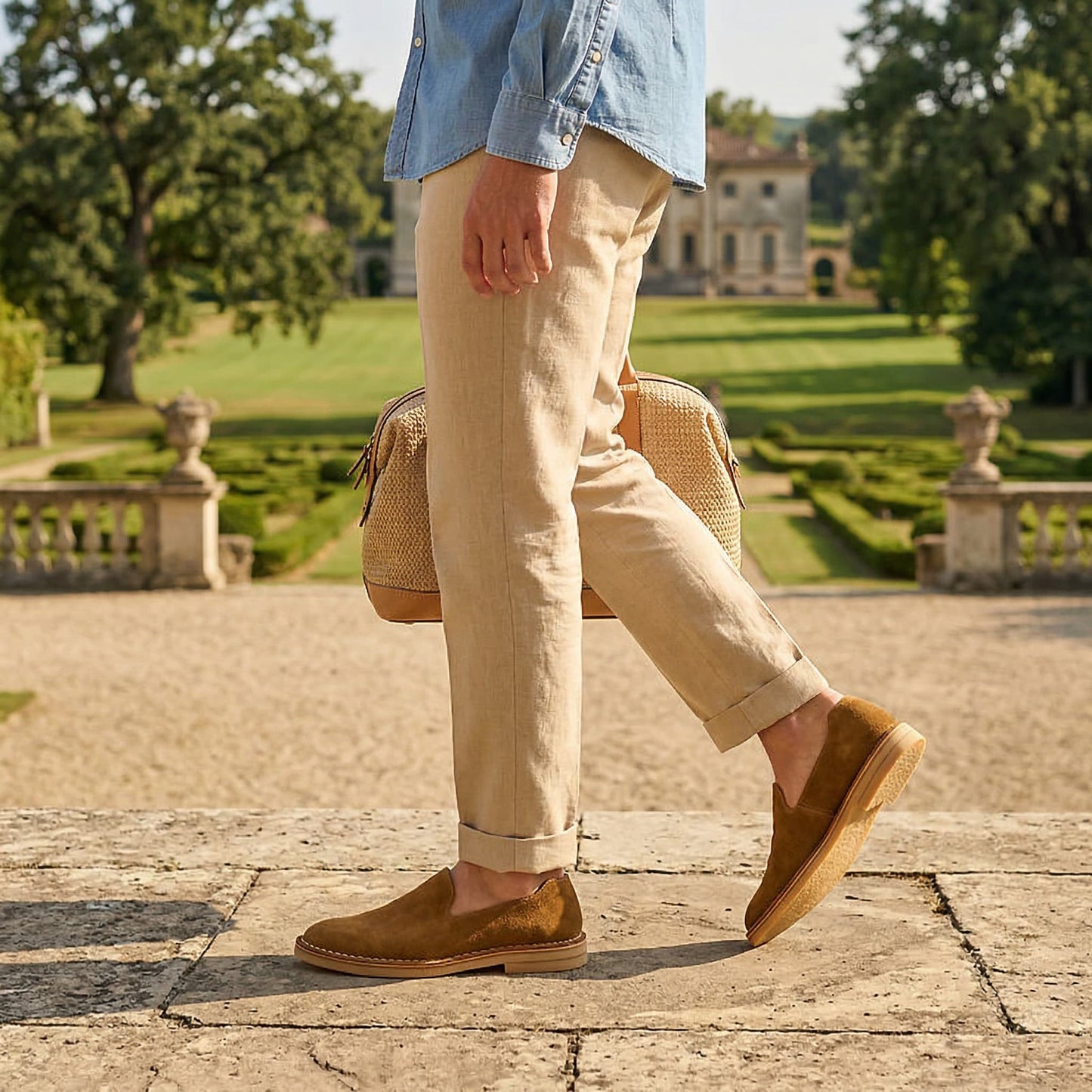 ELMSWORTH | MOCASINES HOMBRE DE ANTELINA COSTURA A MANO