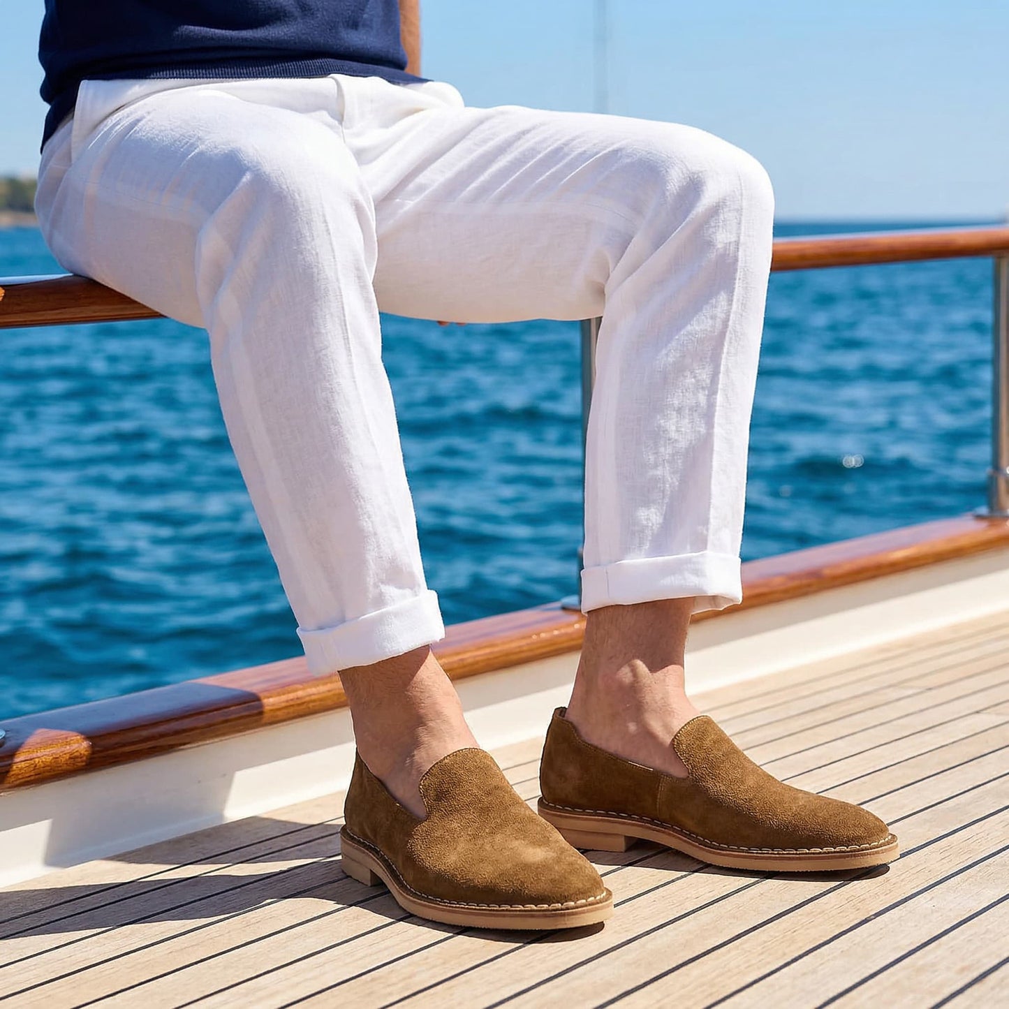 ELMSWORTH | MOCASINES HOMBRE DE ANTELINA COSTURA A MANO
