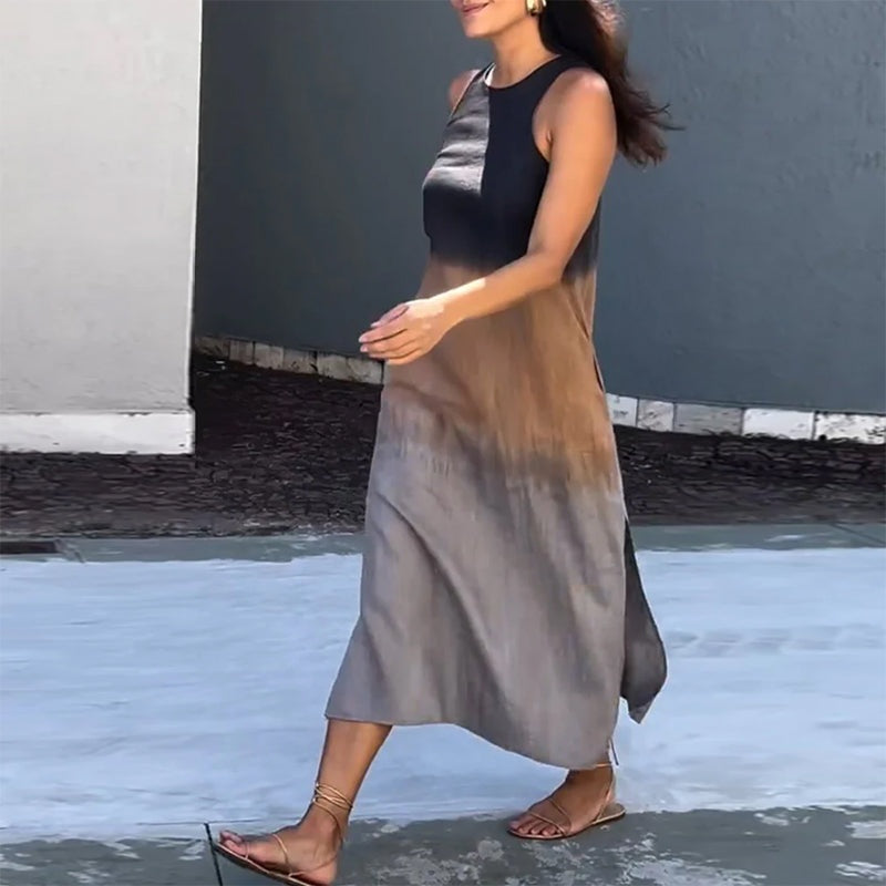 Esperanza | Vestido Largo de Verano Degradado Mujer Sin Mangas Abertura Lateral