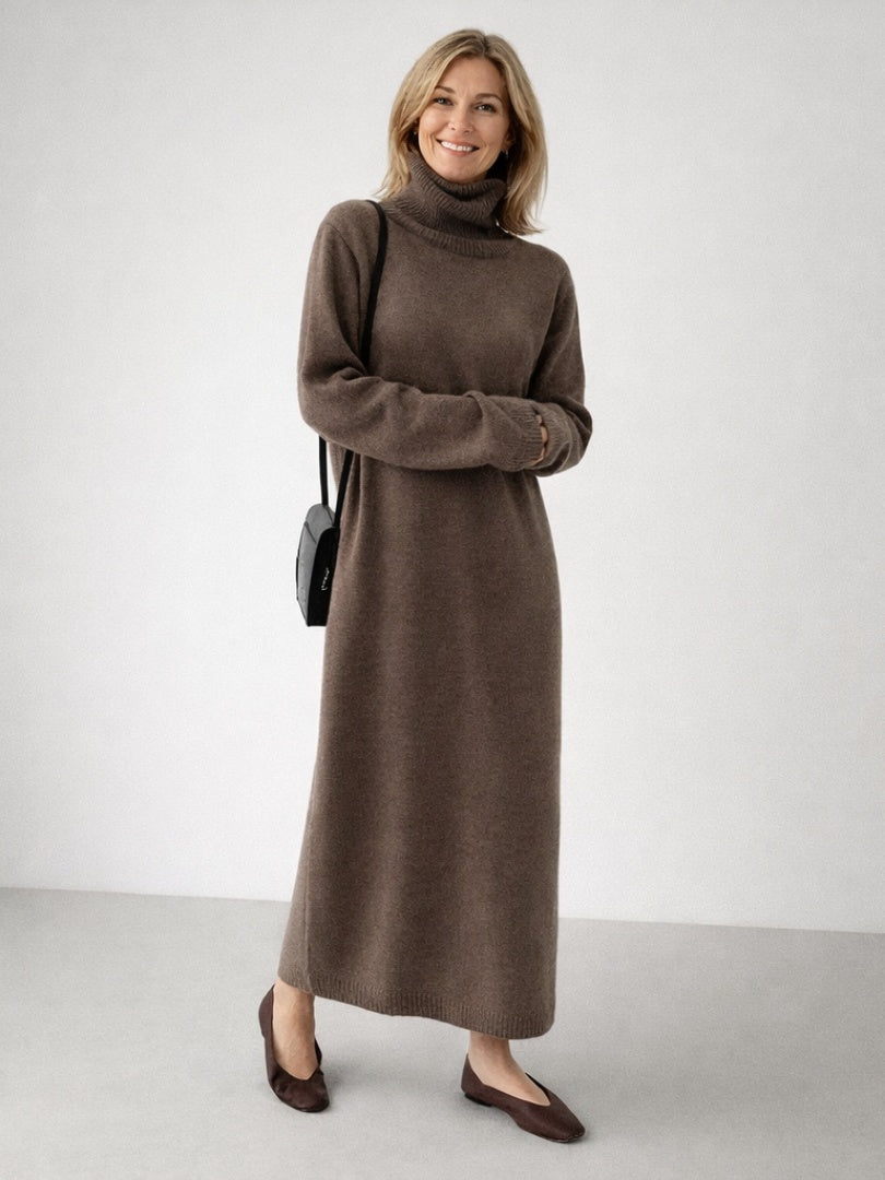 Esther | Vestido de Invierno de Punto Mujer Cuello Alto Manga Larga