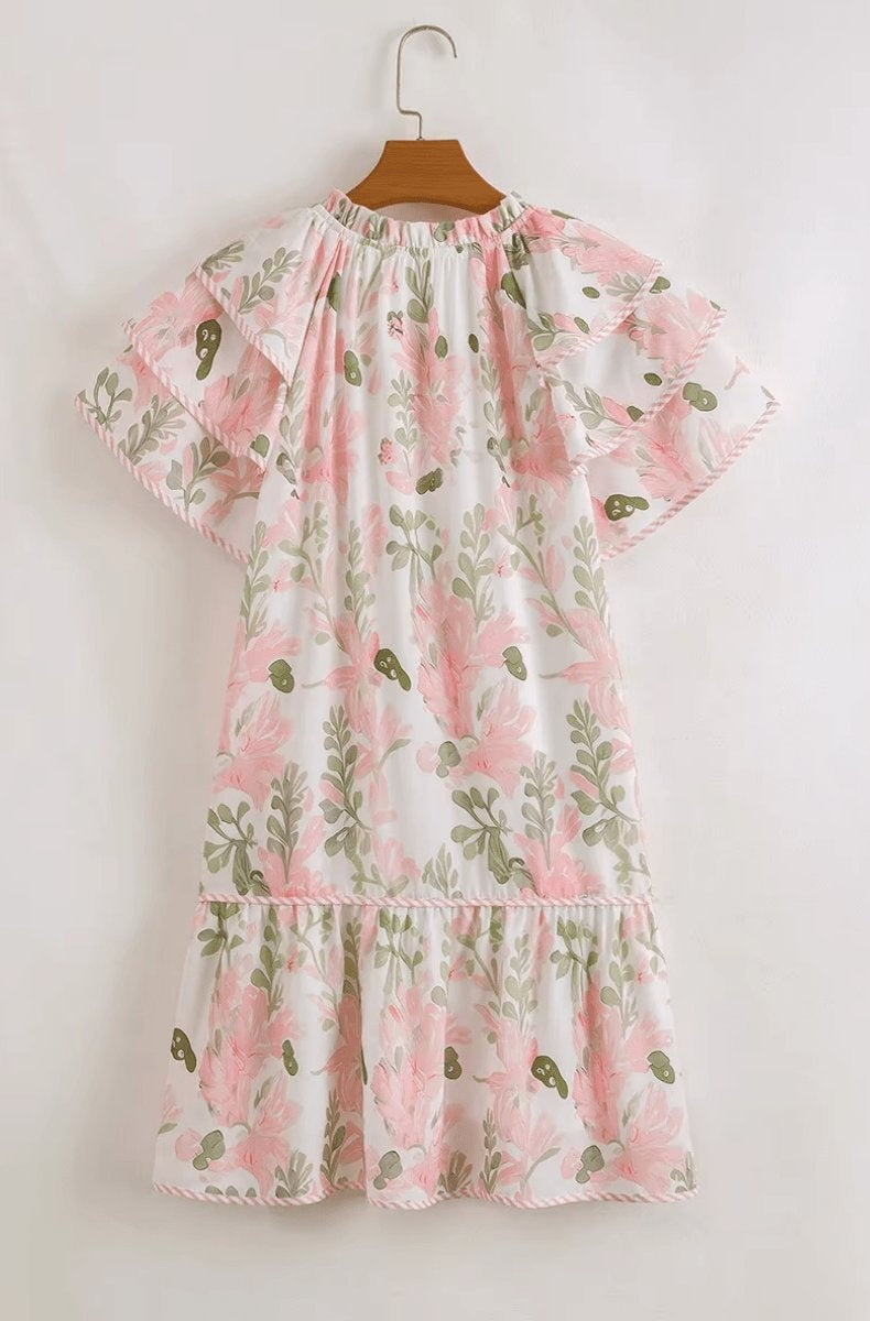 Gema | Vestido Corto Floral con Volantes Mujer Bolsillos