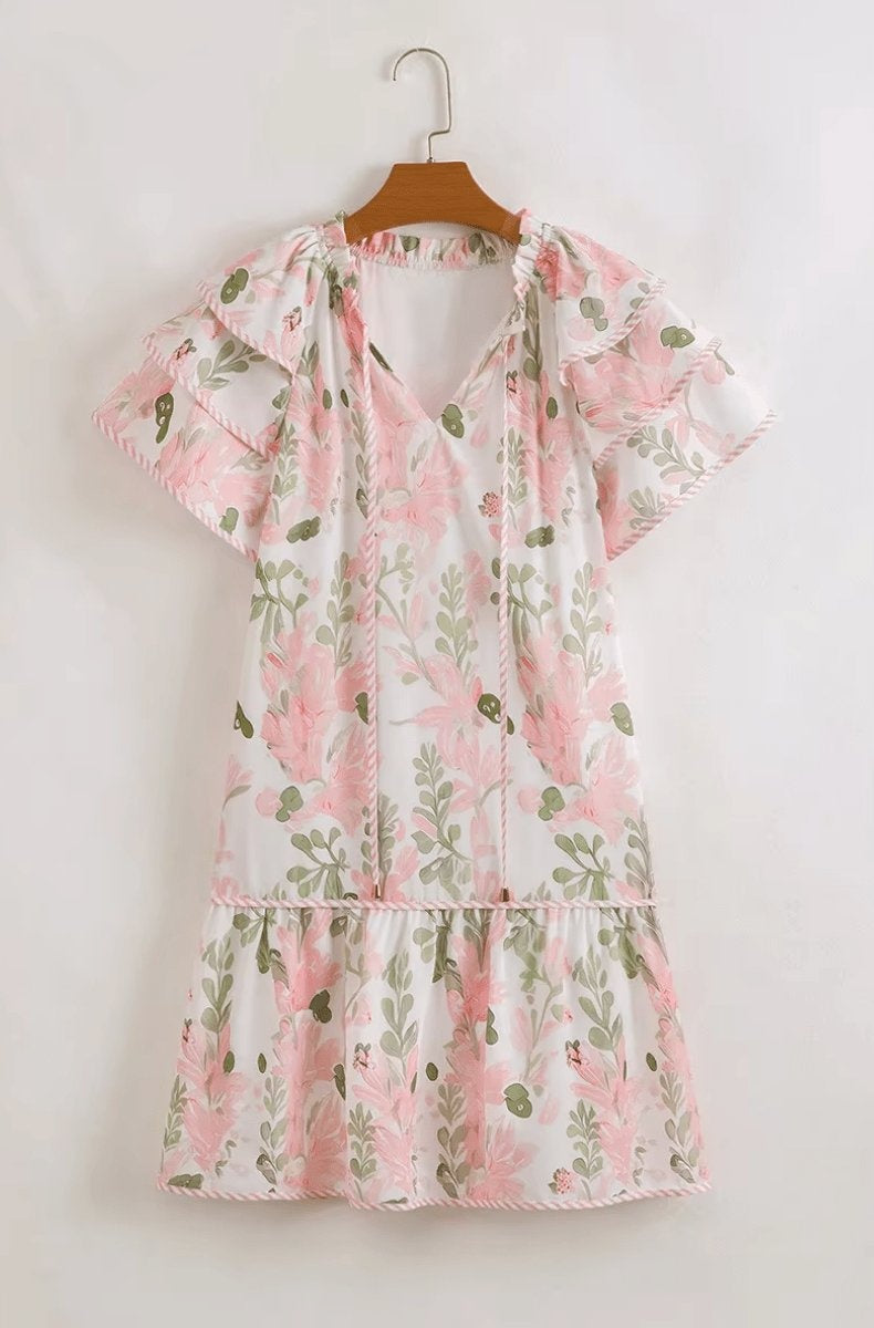 Gema | Vestido Corto Floral con Volantes Mujer Bolsillos