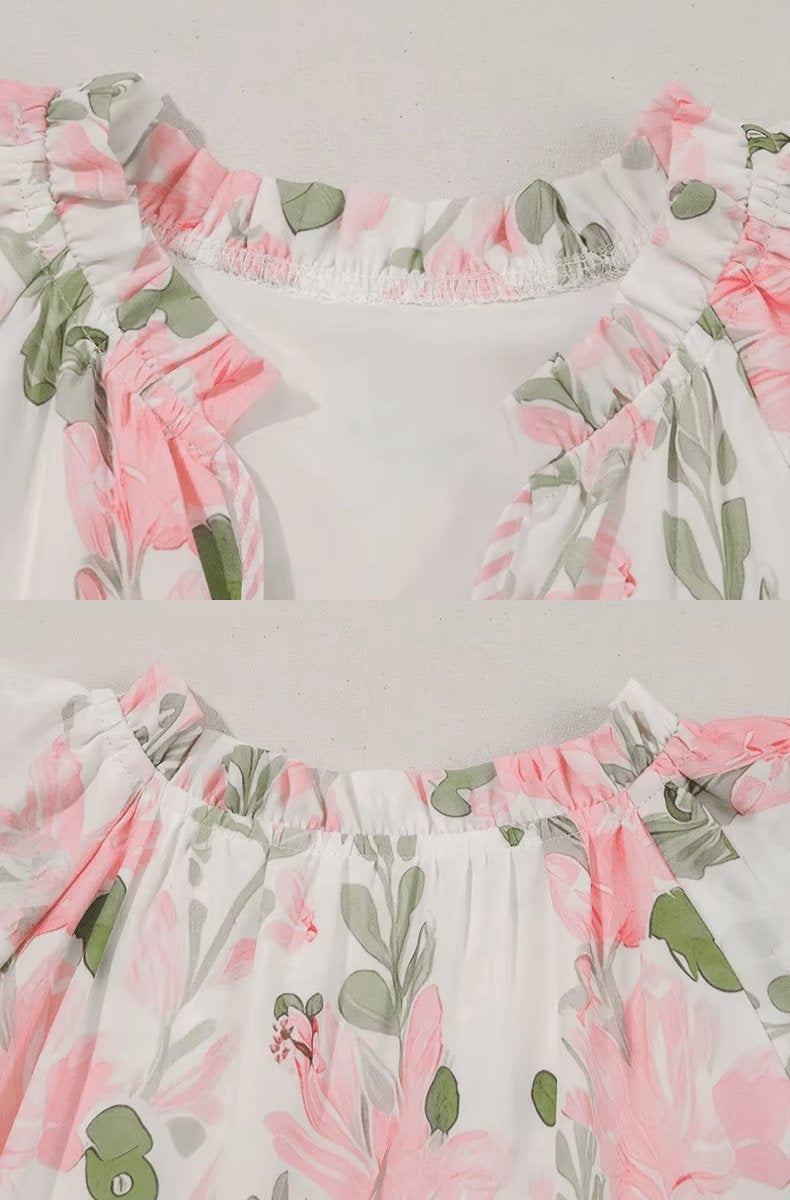 Gema | Vestido Corto Floral con Volantes Mujer Bolsillos