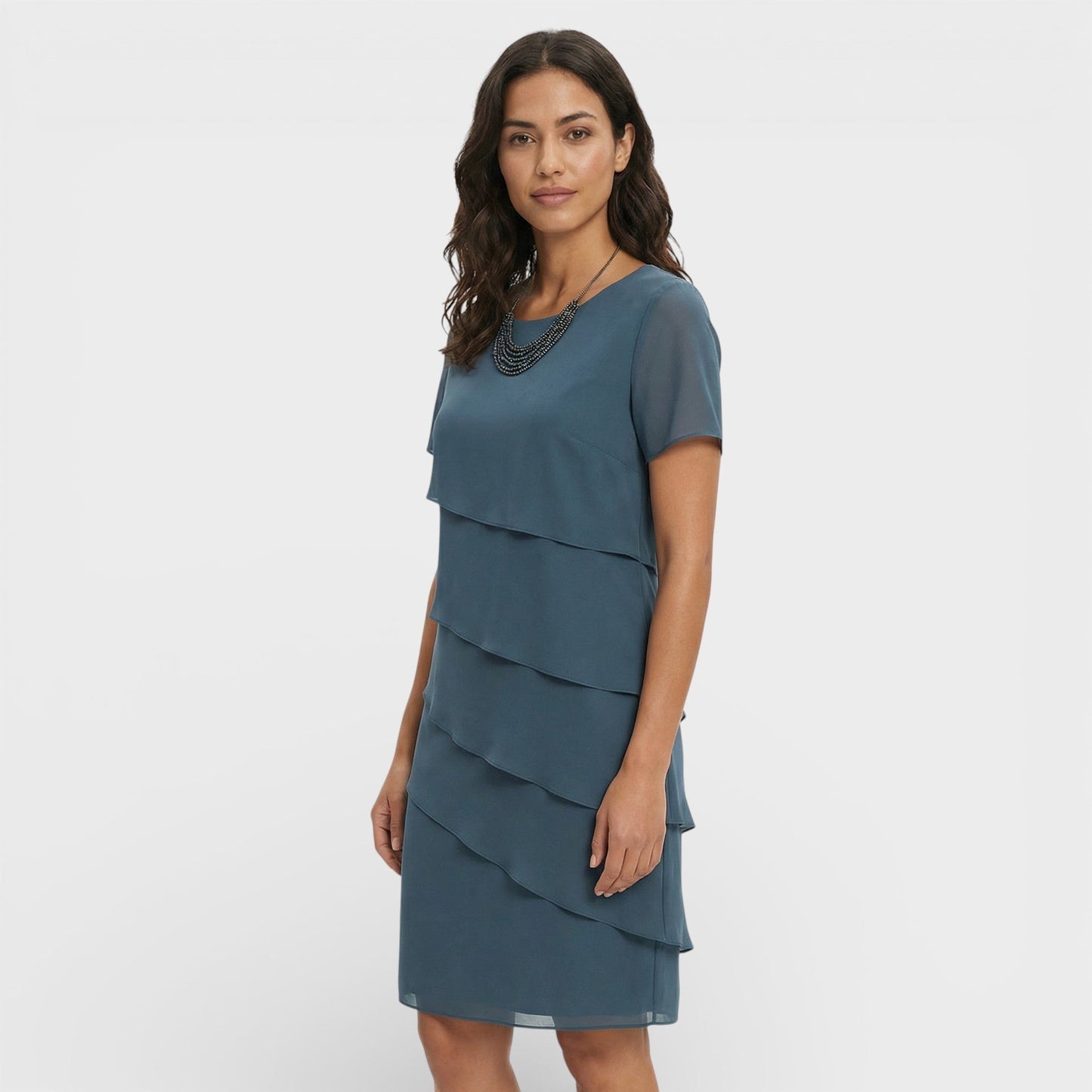 Inmaculada | Vestido Midi con Volantes Mujer Manga Corta