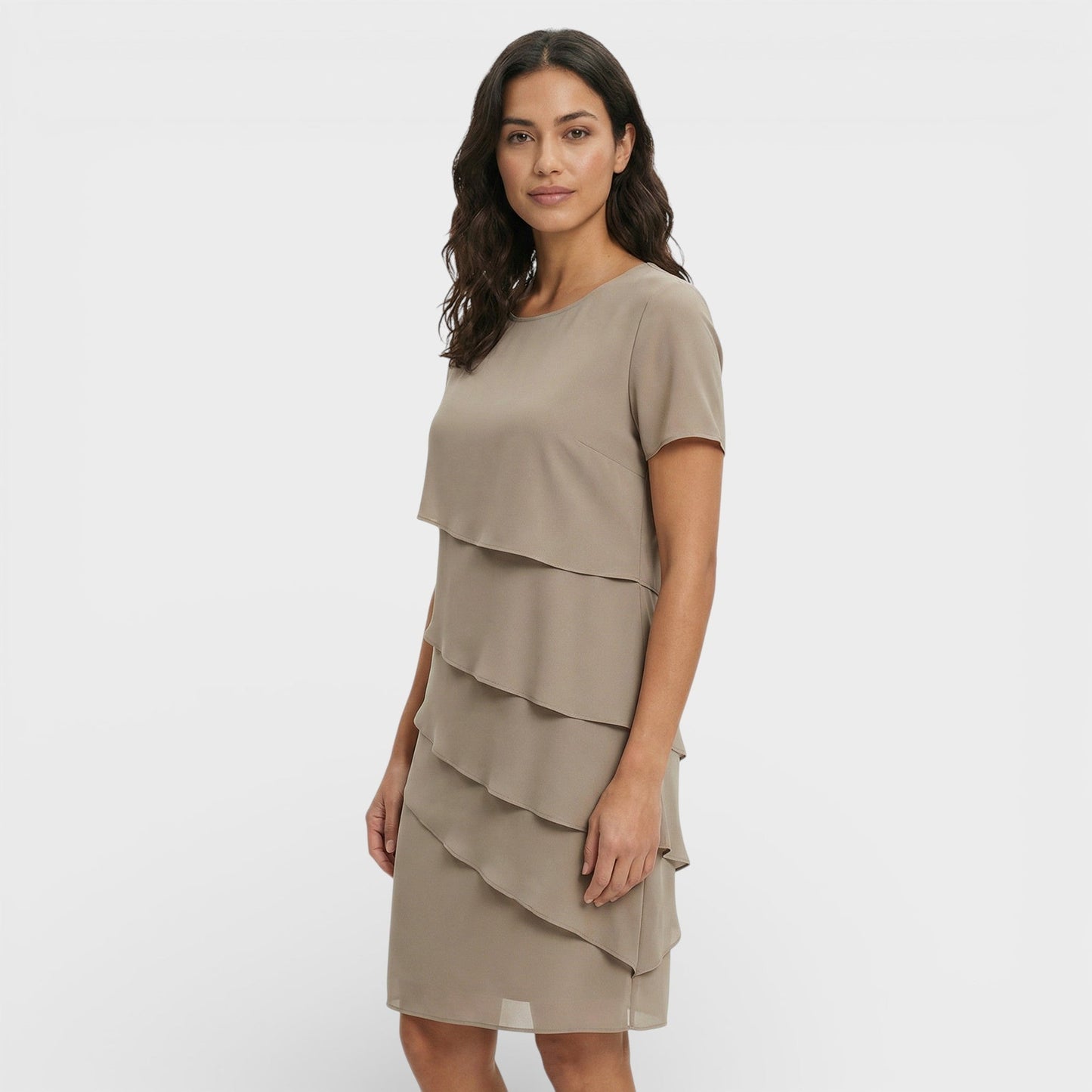 Inmaculada | Vestido Midi con Volantes Mujer Manga Corta