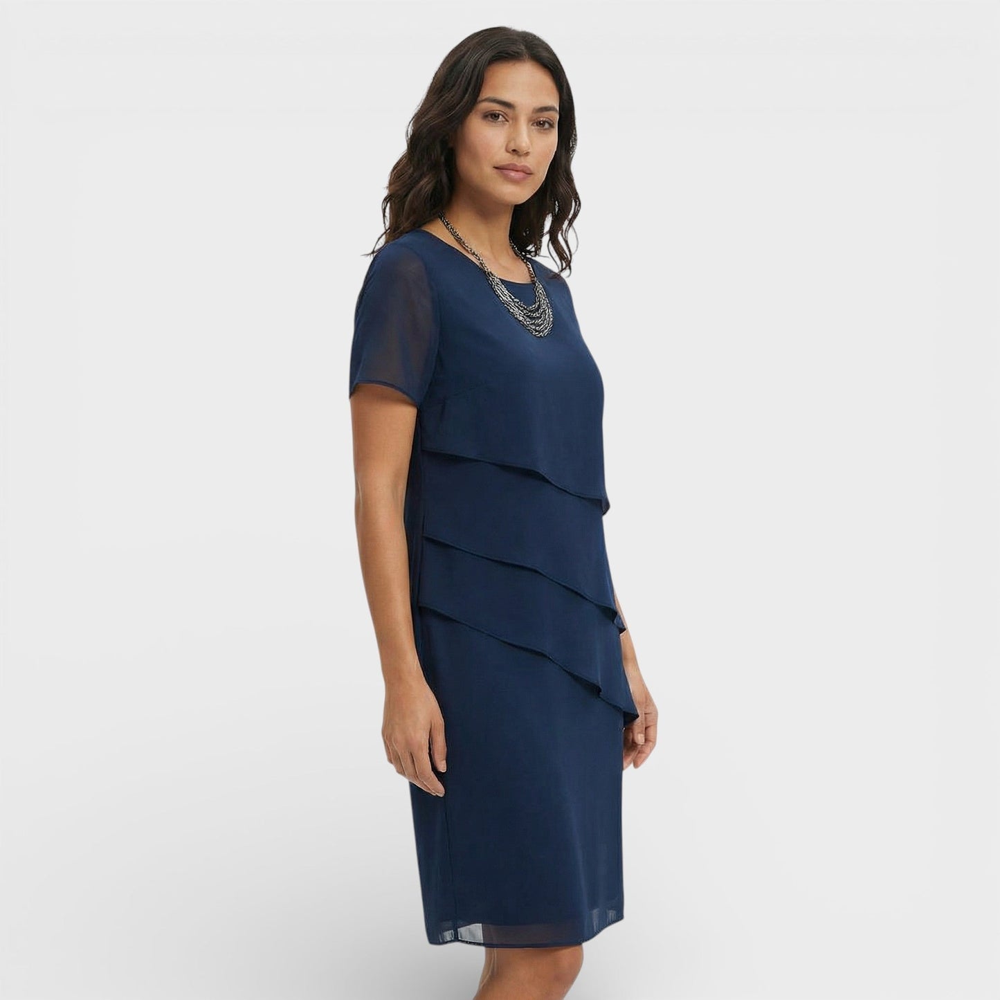 Inmaculada | Vestido Midi con Volantes Mujer Manga Corta