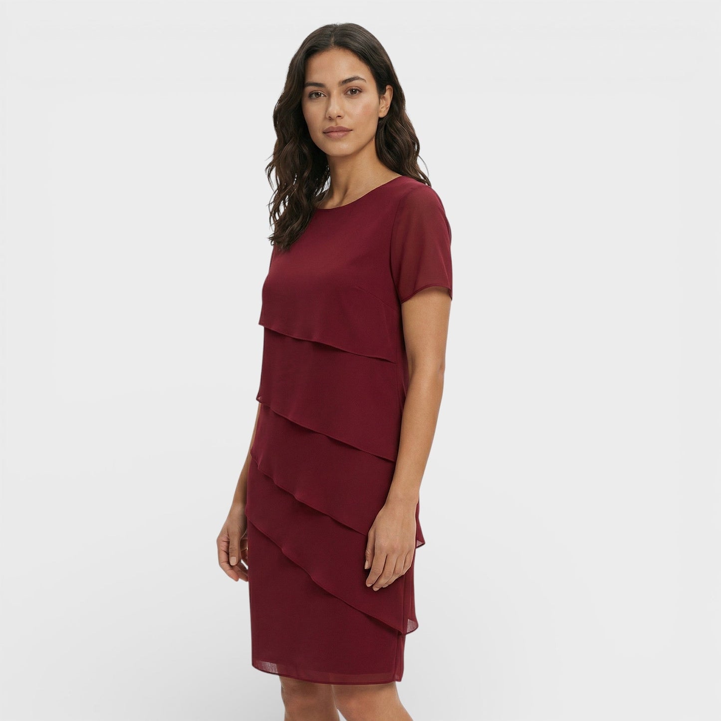 Inmaculada | Vestido Midi con Volantes Mujer Manga Corta