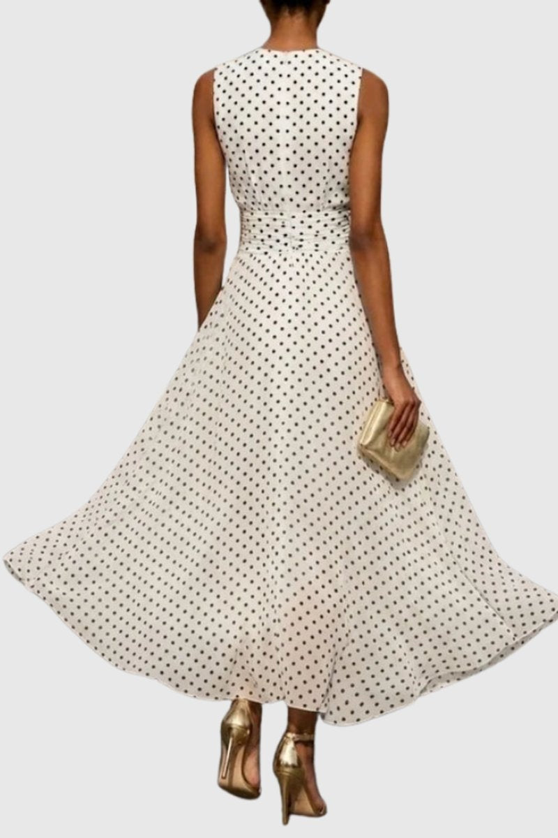 Irene | Vestido Largo Sin Mangas Mujer Cintura Ceñida Volante