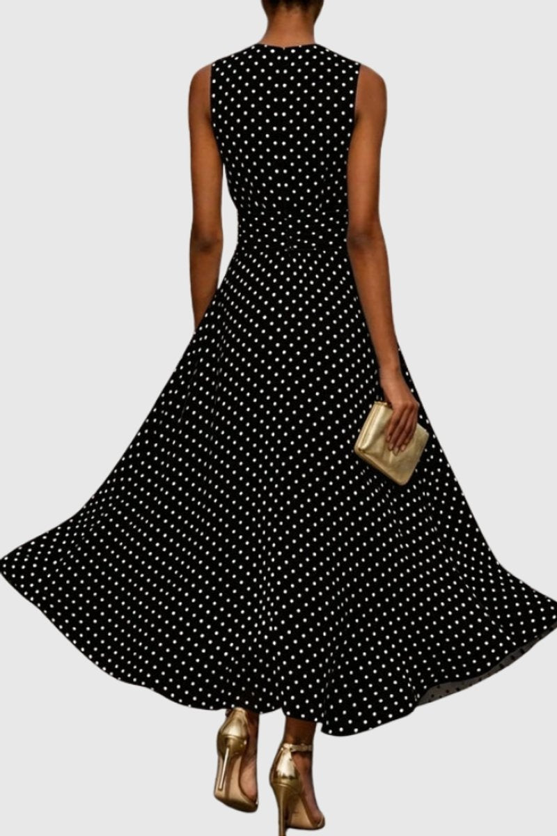 Irene | Vestido Largo Sin Mangas Mujer Cintura Ceñida Volante