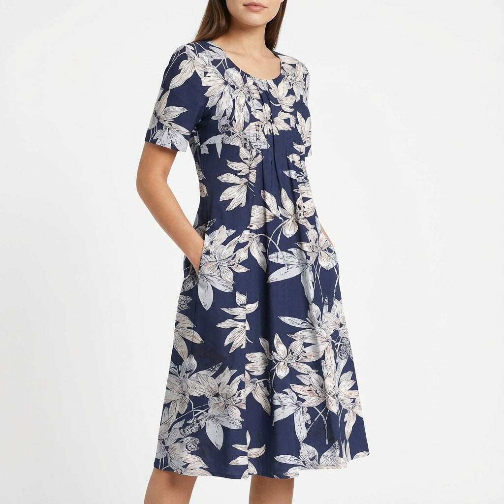 Lola | Vestido Floral Mujer Manga Corta Bolsillos Corte A
