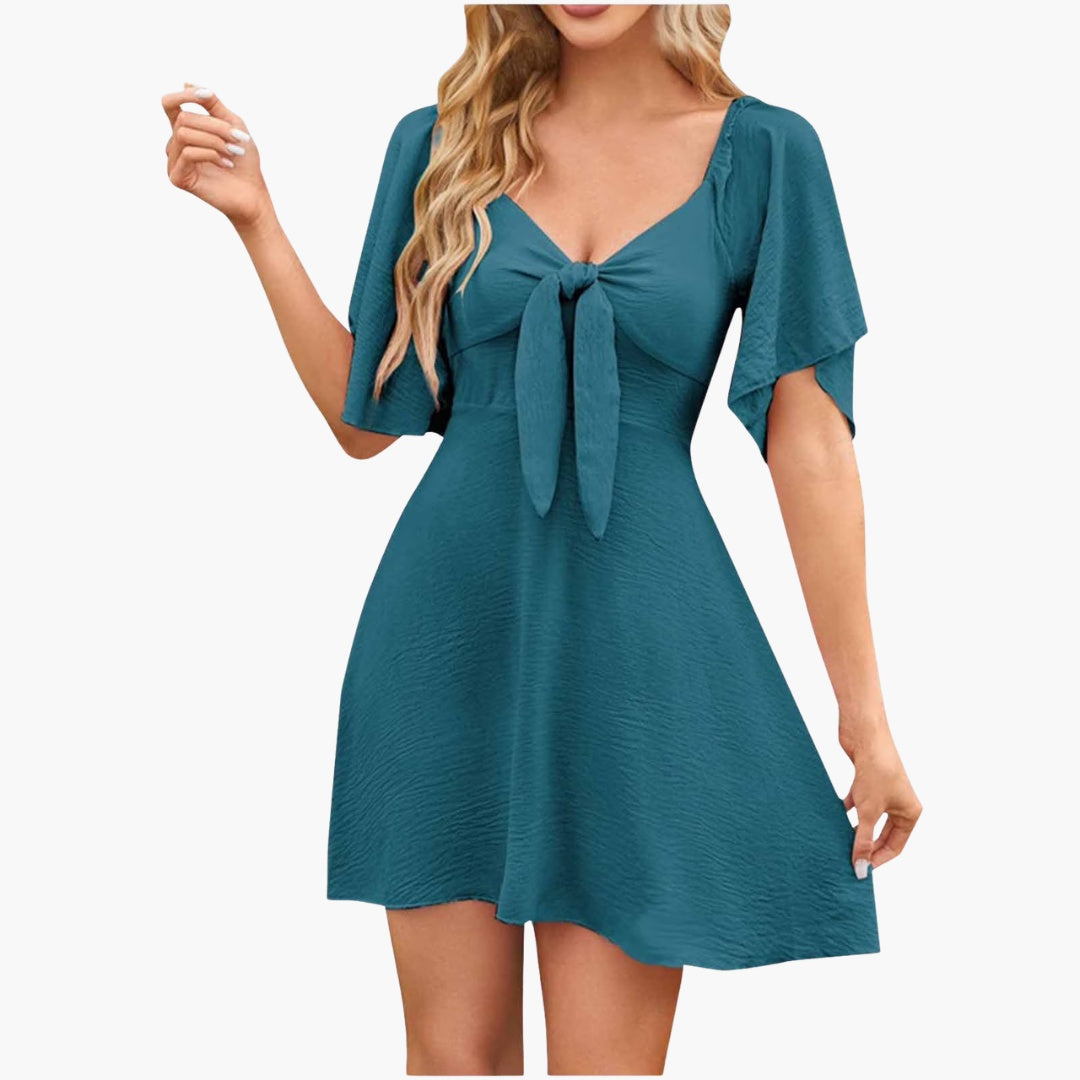 Lorena | Vestido Corto con Volantes Mujer Escote V Manga Corta