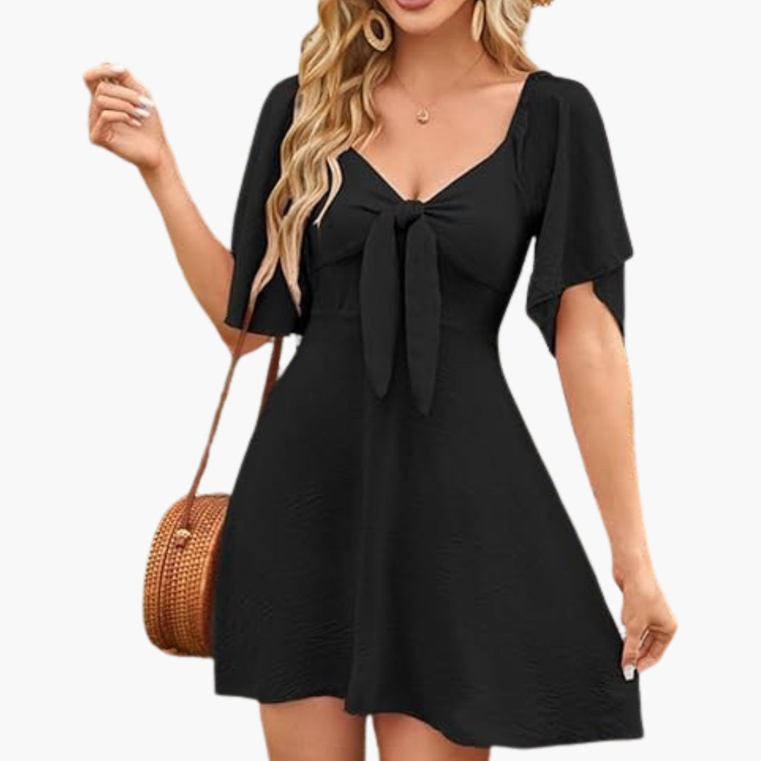 Lorena | Vestido Corto con Volantes Mujer Escote V Manga Corta