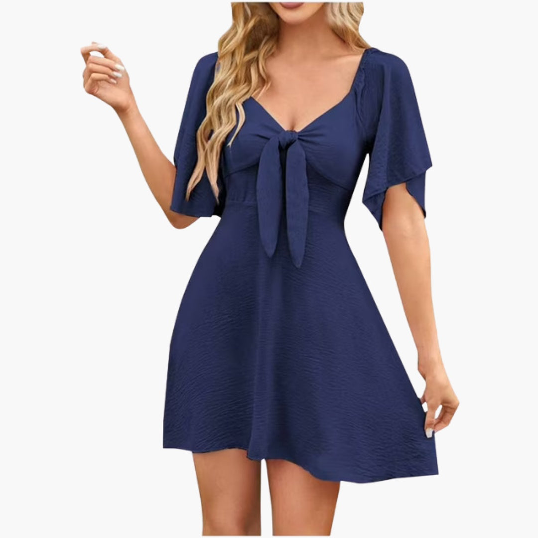 Lorena | Vestido Corto con Volantes Mujer Escote V Manga Corta