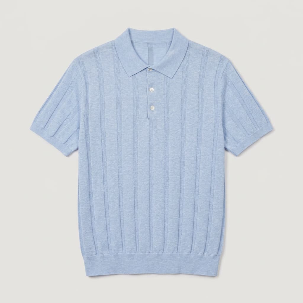 VARENNA | POLO HOMBRE DE LINO CANALÉ FINO TRES BOTONES