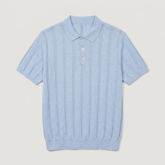 VARENNA | POLO HOMBRE DE LINO CANALÉ FINO TRES BOTONES