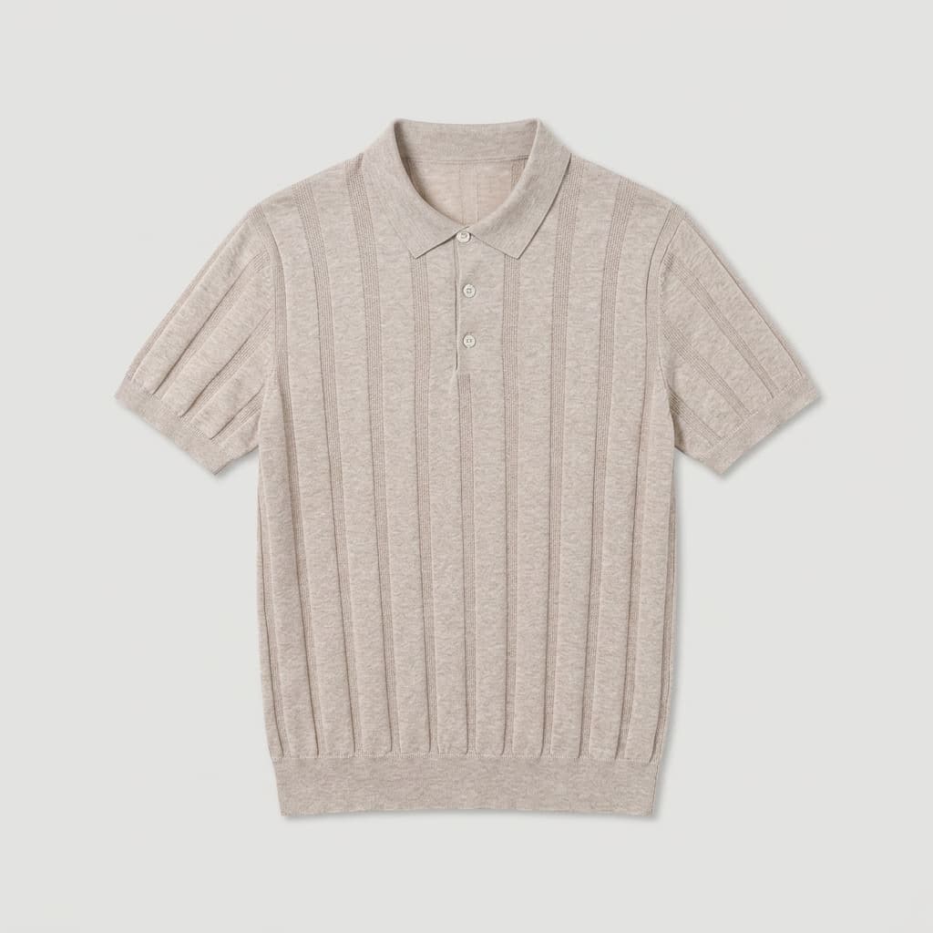 VARENNA | POLO HOMBRE DE LINO CANALÉ FINO TRES BOTONES