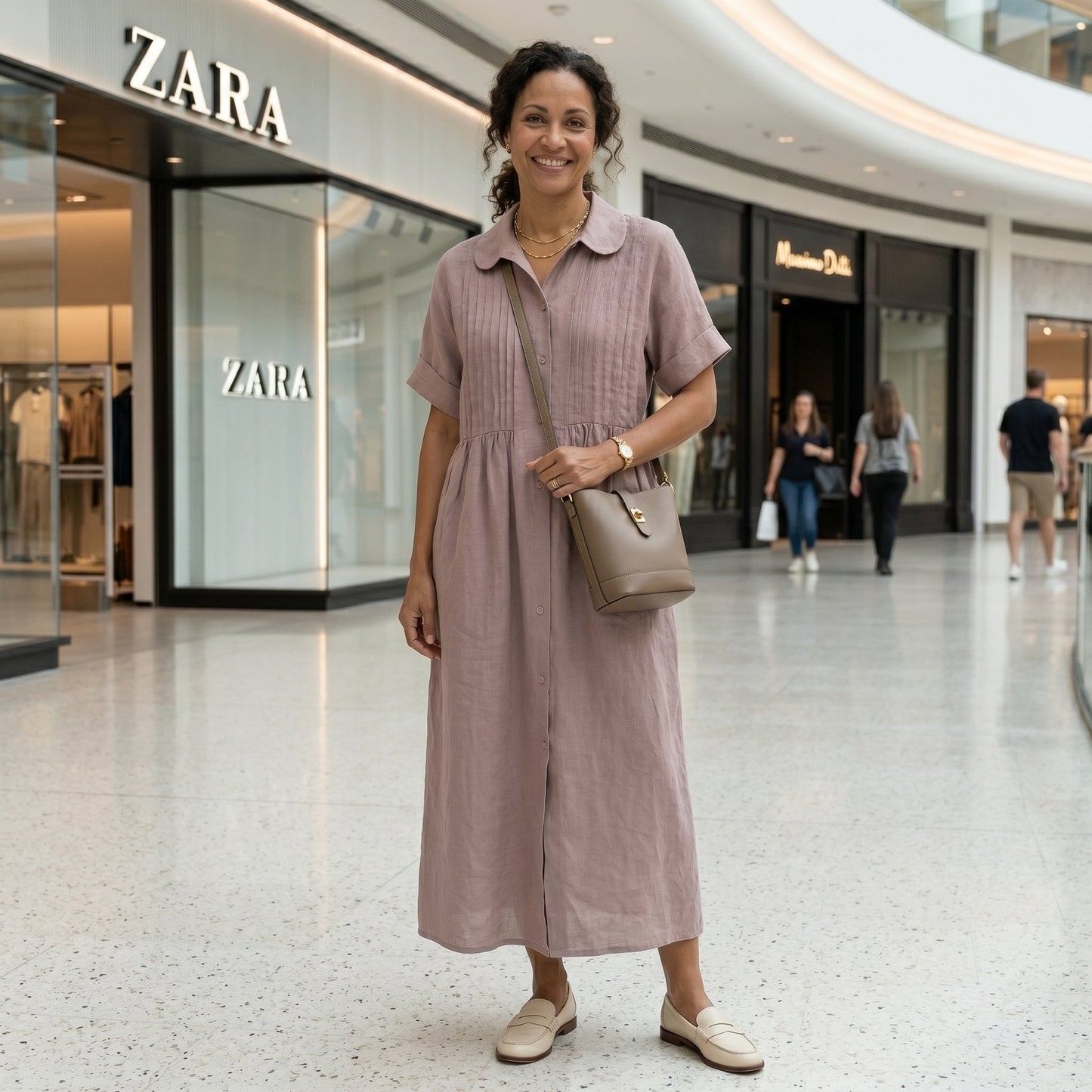 Margarita | Vestido Largo Camisero de Lino Mujer Pliegues Frontales