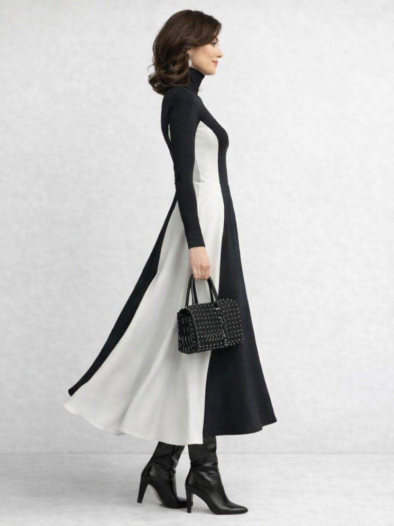 Mencía | Vestido Largo de Invierno Mujer Cuello Alto Manga Larga