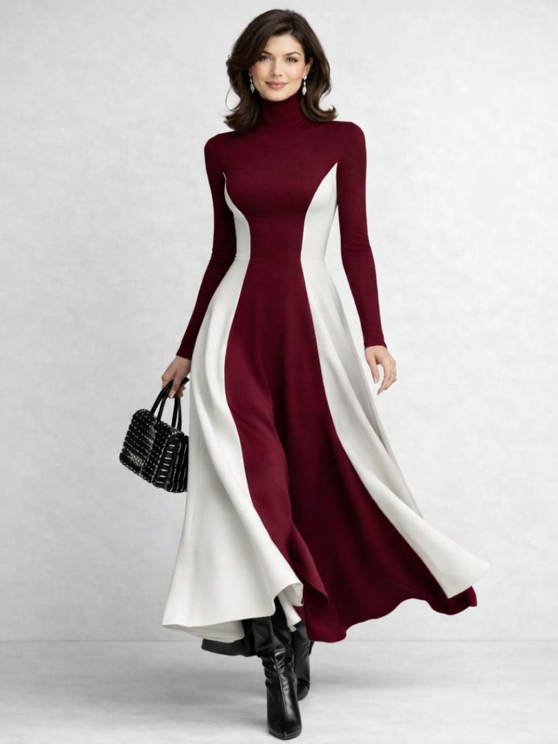 Mencía | Vestido Largo de Invierno Mujer Cuello Alto Manga Larga