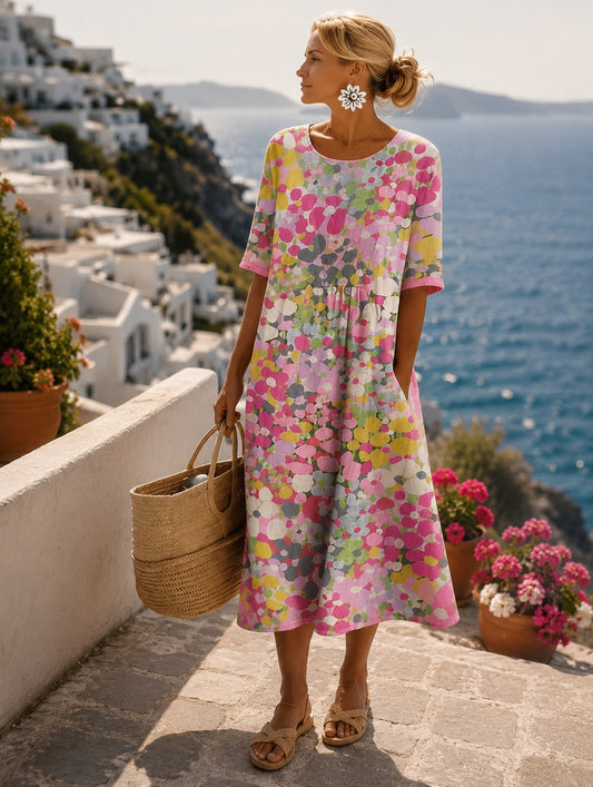 Miriam | Vestido Midi de Verano Estampado Casual Mujer Manga Corta
