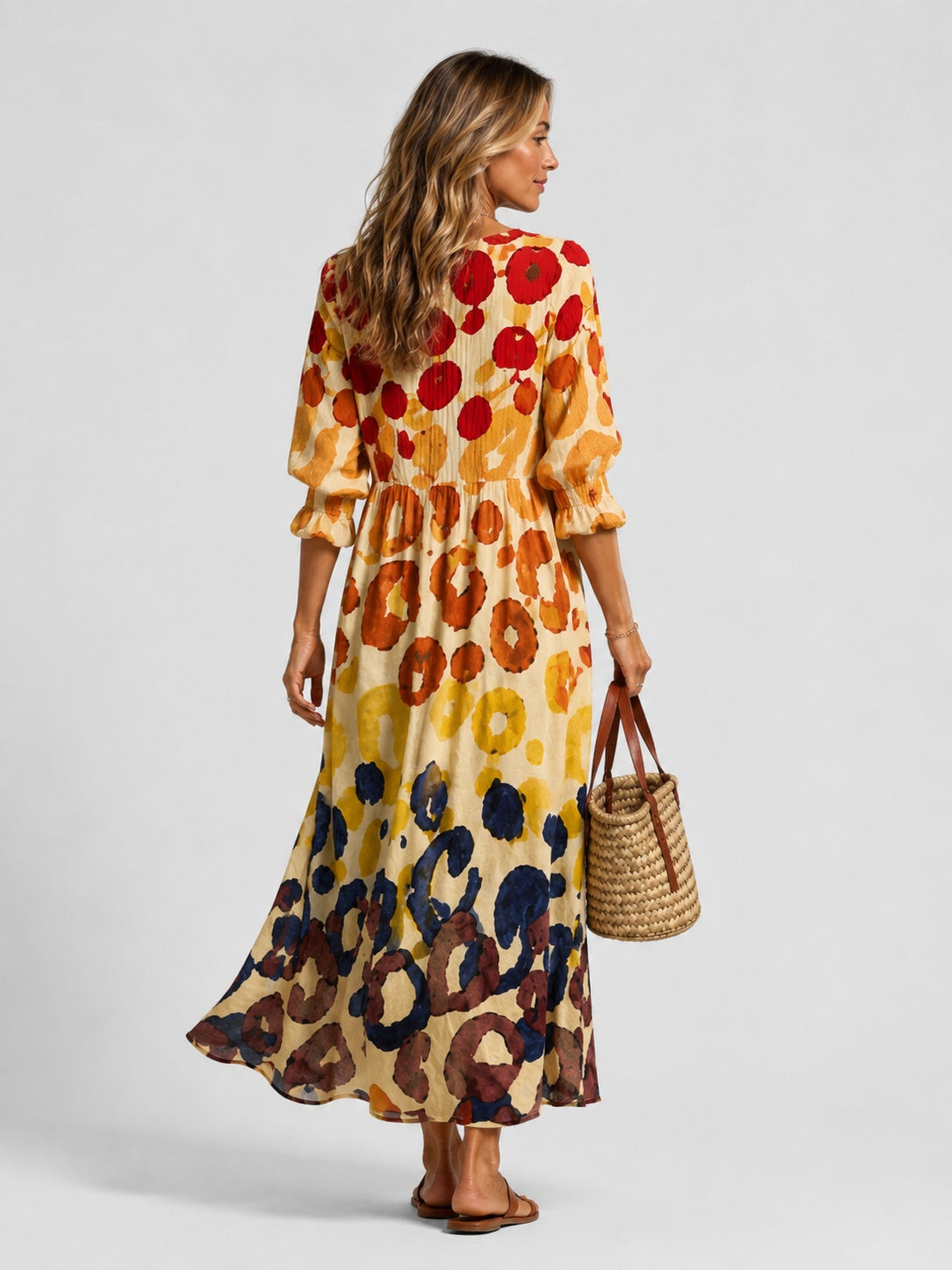 Nuria | Vestido Largo Camisero Estampado Mujer Manga Larga Botones