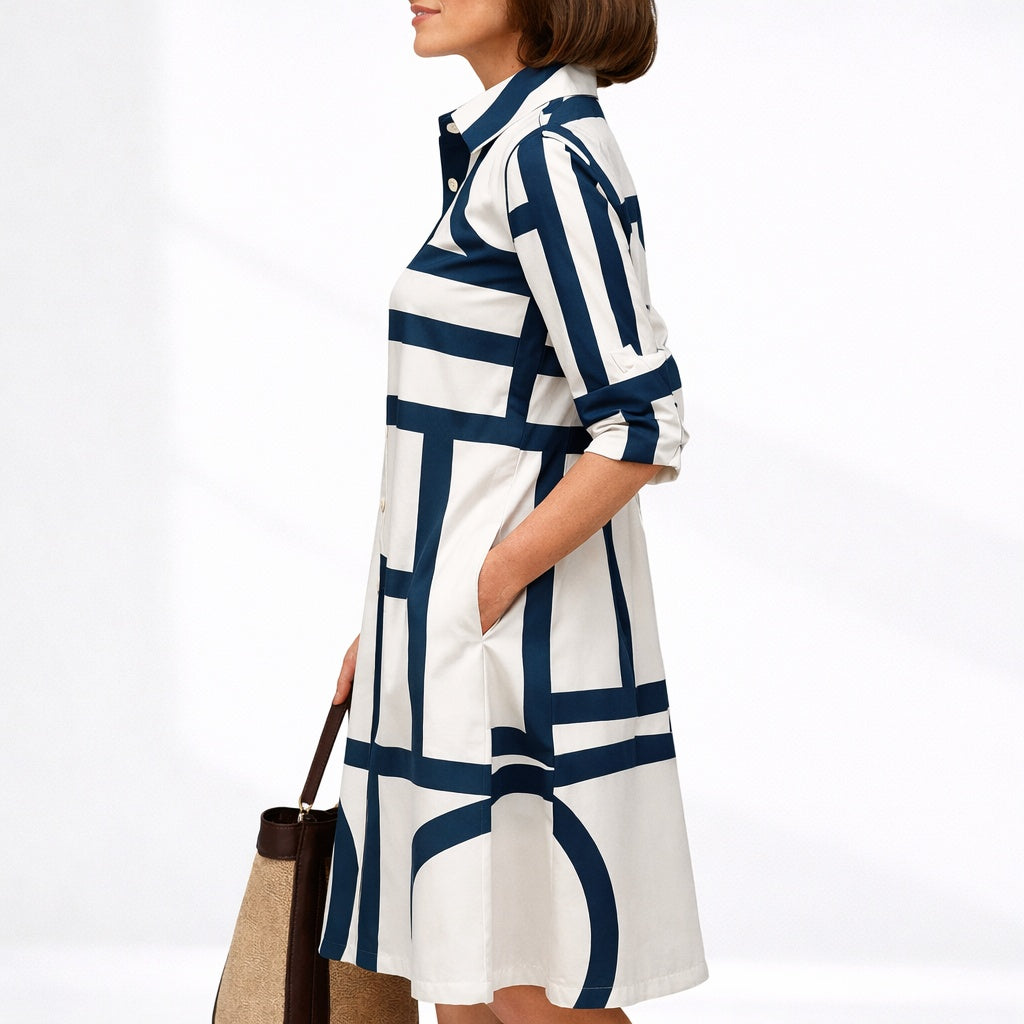 Paloma | Vestido Midi Camisero de Verano Mujer Manga Larga