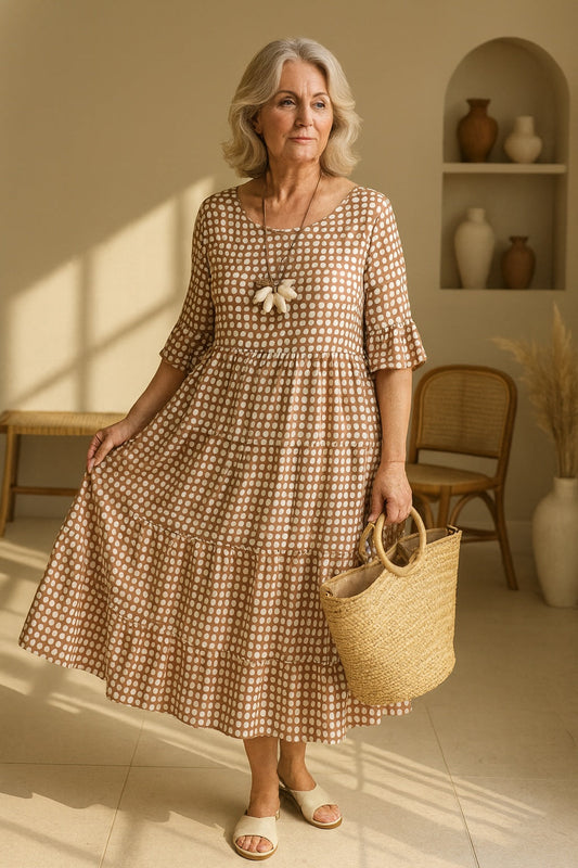 Pilar | Vestido Midi de Verano de Lunares con Volantes Mujer