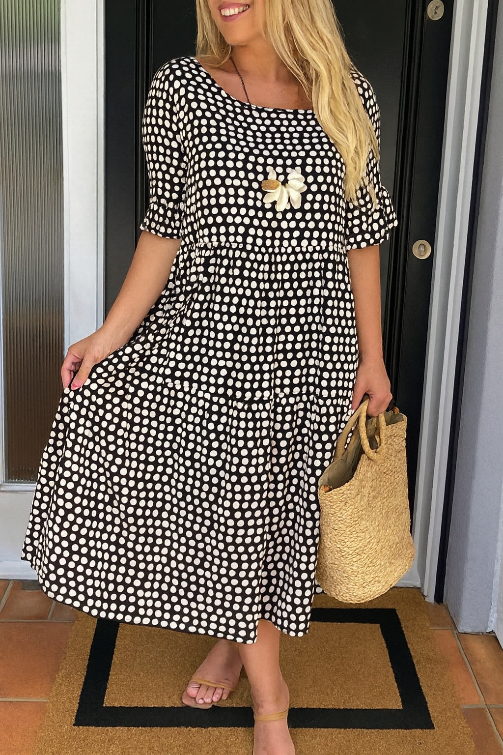 Pilar | Vestido Midi de Verano de Lunares con Volantes Mujer