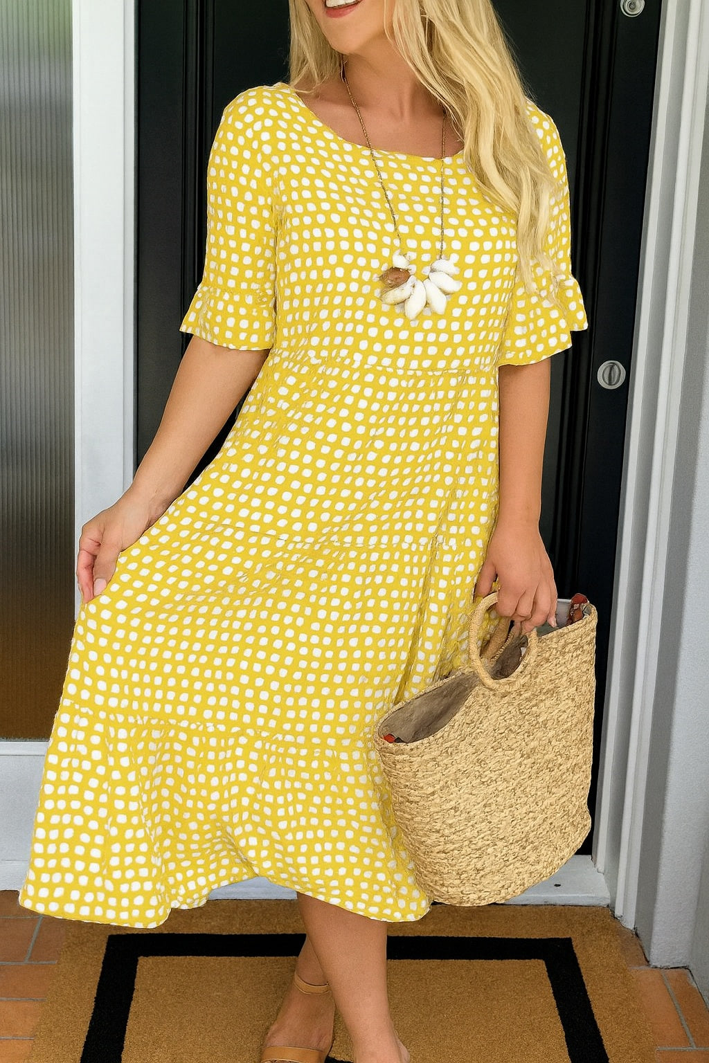 Pilar | Vestido Midi de Verano de Lunares con Volantes Mujer