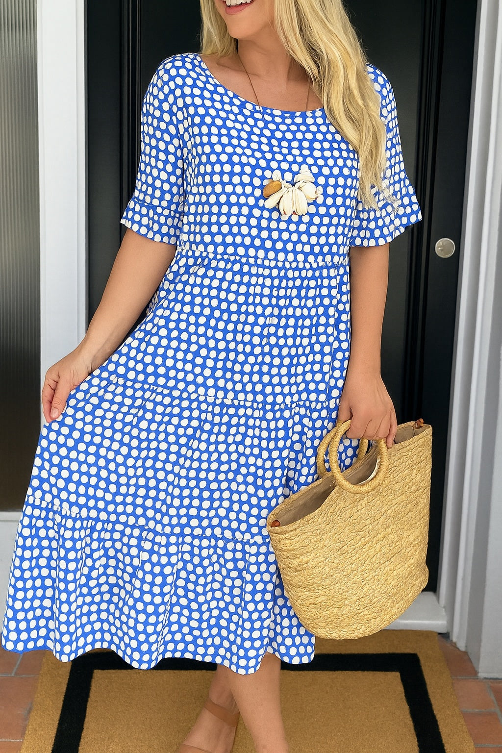 Pilar | Vestido Midi de Verano de Lunares con Volantes Mujer