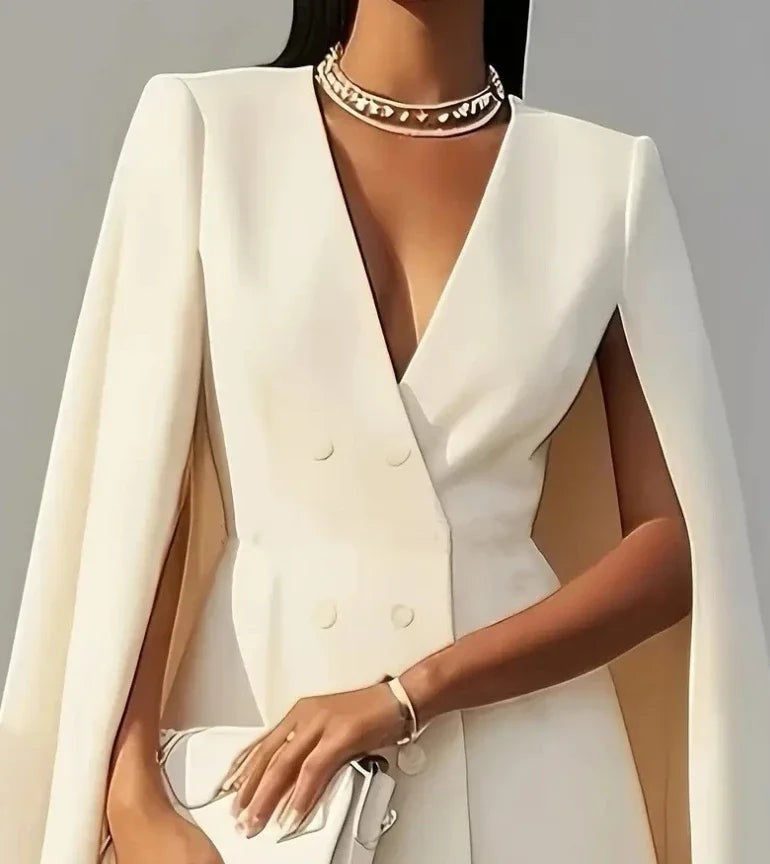 Raquel | Vestido Blazer Corto Manga Capa Mujer Escote V Doble Botonadura