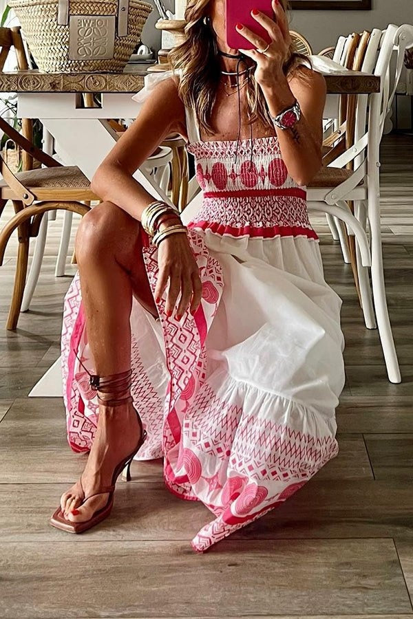 Rebeca | Vestido Largo Boho Mujer Escote Cuadrado Tirantes Atados