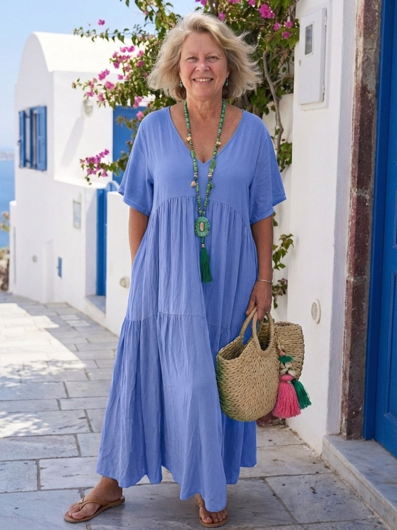 Rocío | Vestido Largo Casual con Volantes Mujer Manga Corta
