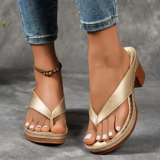 Patricia | Sandalias de Cuña de Tacón Mujer Tira Entre Dedos