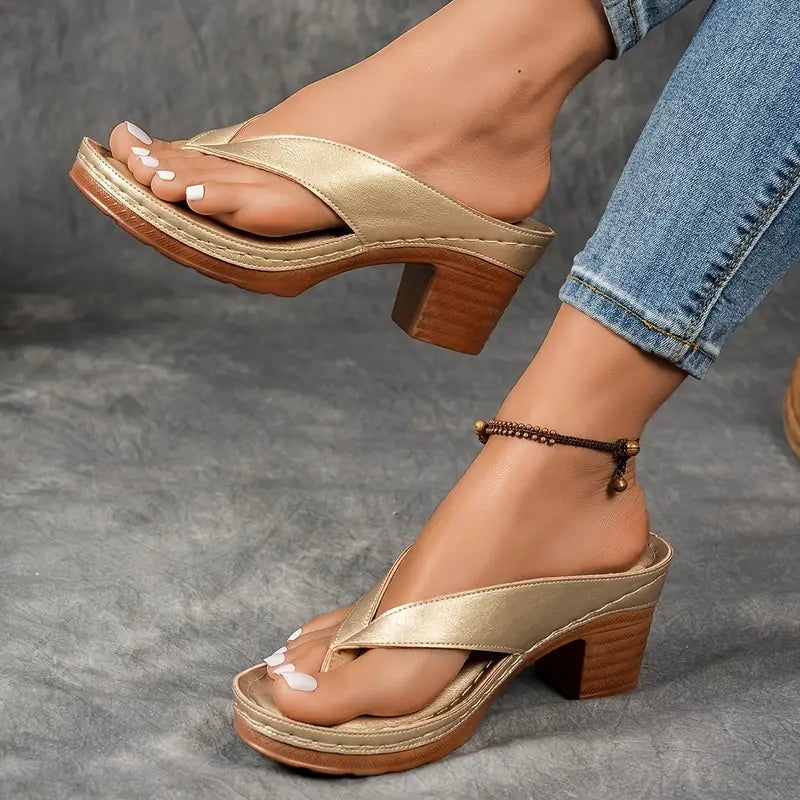 Patricia | Sandalias de Cuña de Tacón Mujer Tira Entre Dedos