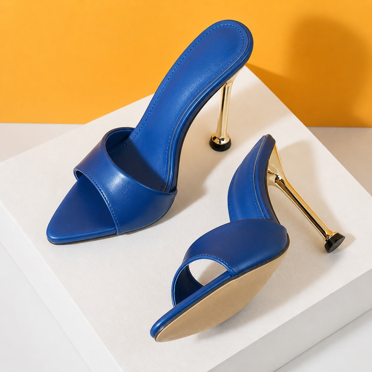 Soledad | Sandalias de Tacón Alto Tipo Mule Mujer Tiras Transparentes