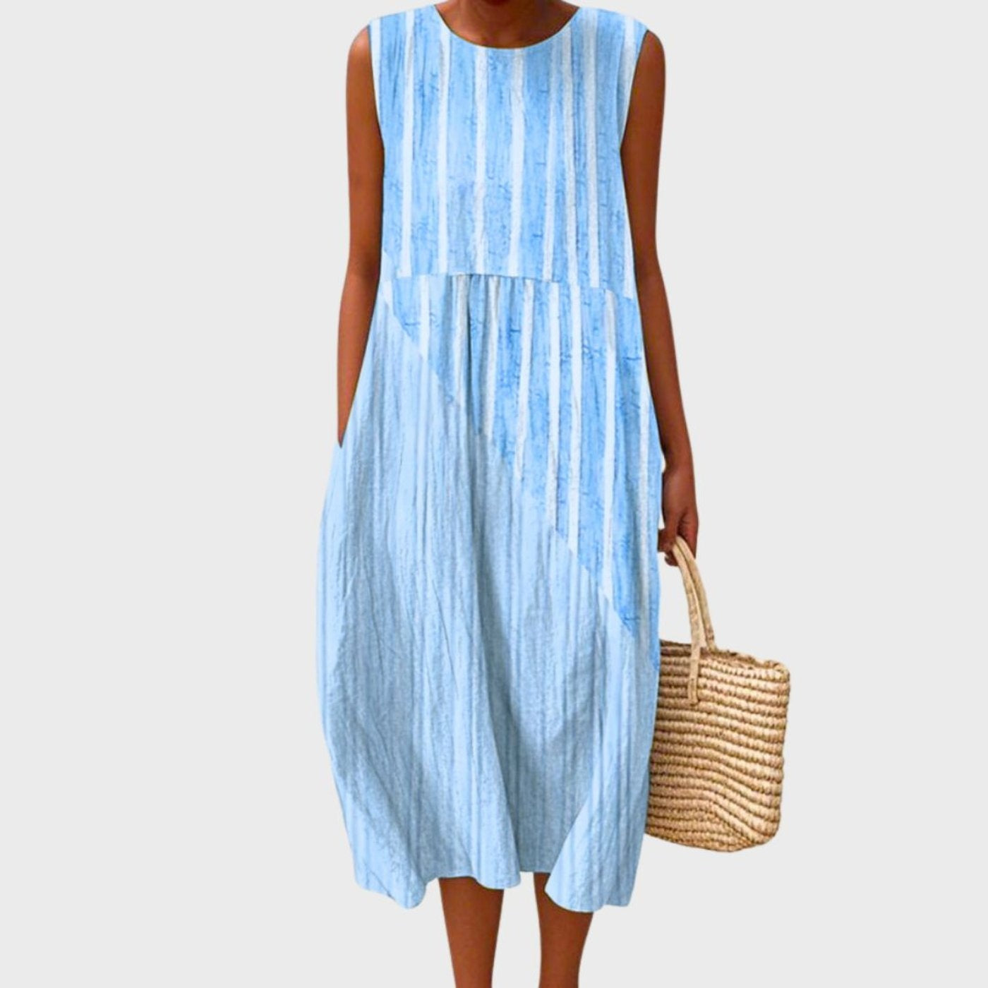 Soledad | Vestido Midi Estampado de Cuadros Sin Mangas Mujer Capas
